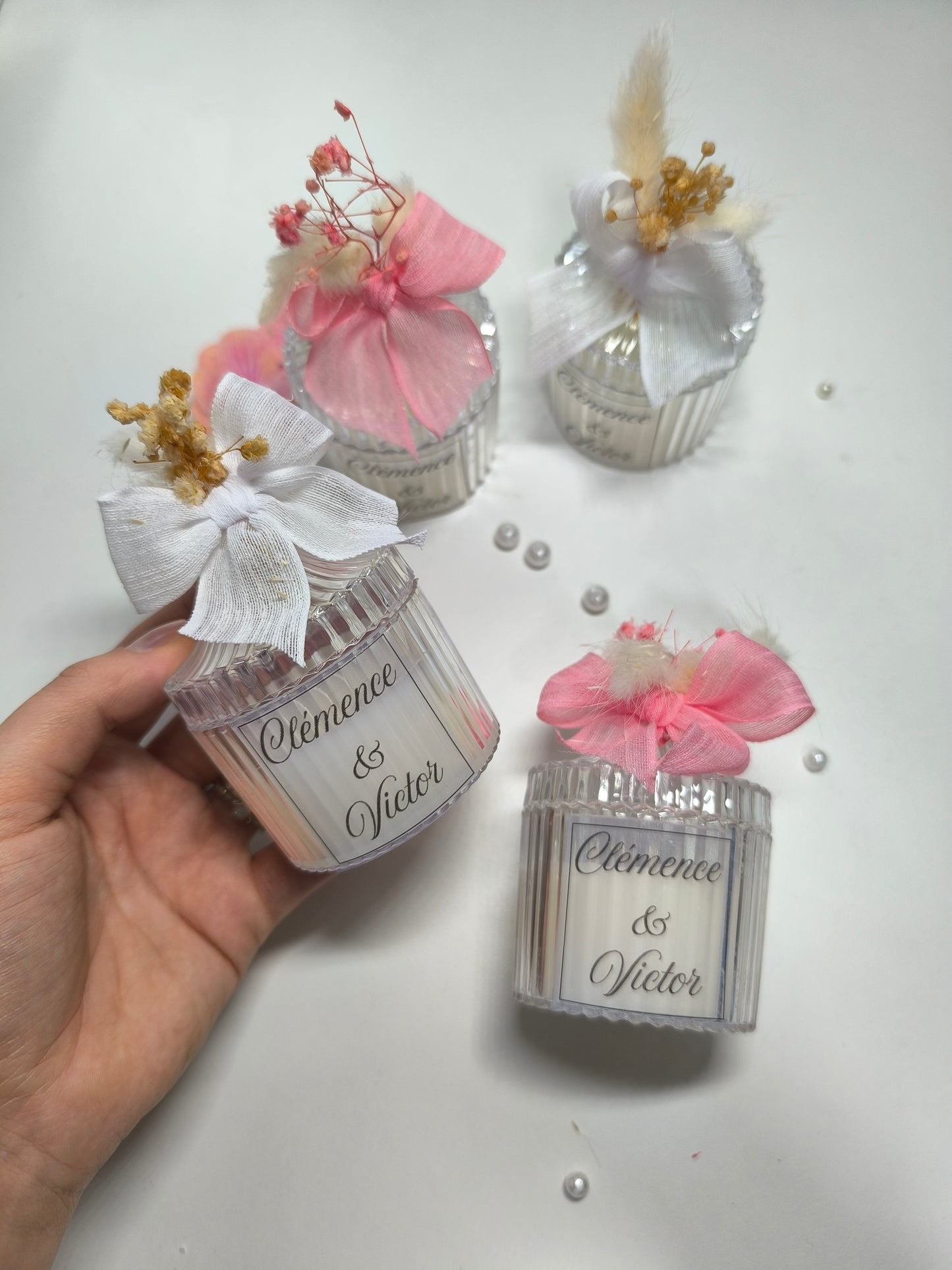 Bougie Bohème Fleuri beige ou rose