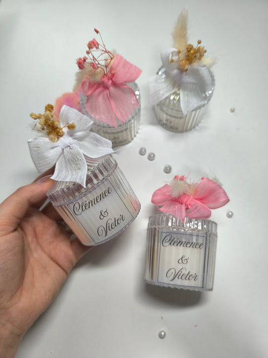 Bougie Bohème Fleuri beige ou rose